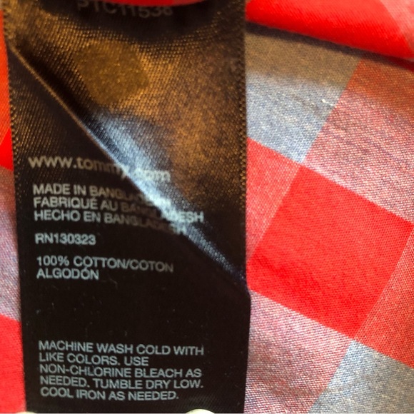 Tommy Hilfiger Red and Blue Casual Button Down Shirt Size XL (20) - Picture 6 of 7